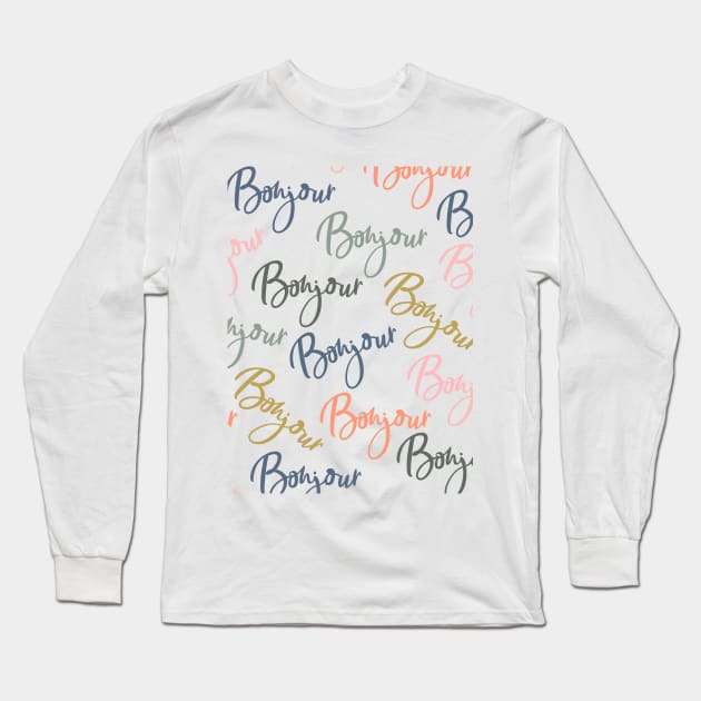 Bonjour Bonjour Long Sleeve T-Shirt by ApricotBirch